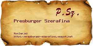 Presburger Szerafina névjegykártya